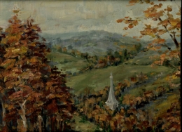 Obec Travná, obrázek malovala Matka Vojtěcha